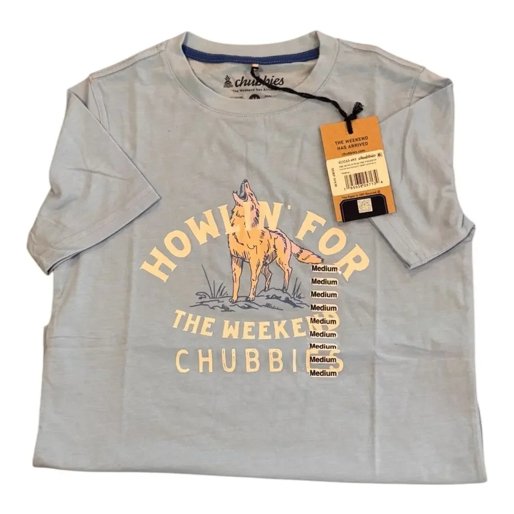 NEW CHUBBIES Boys Soft Blue The Howlin' For The Weekend Pullover T-Shirt XL